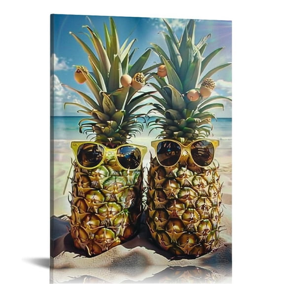 BCIIG Pineapples Sunglasses Beach Fine Art Aesthetic Poster Print Wall Painting for Living Room Bedroom Home Office Wall Decor 16x20 in