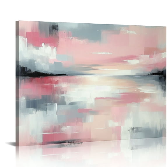 BCIIG Pink Bedroom Canvas Wall Art Abstract Pink Wall Decor Pictures Artwork Framed Art Beige Wall Decorations Photo Pictures for Living Room Office
