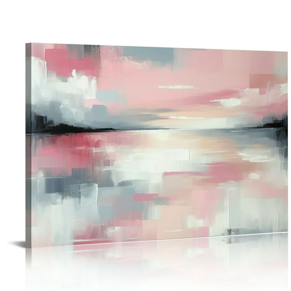 BCIIG Pink Bedroom Canvas Wall Art Abstract Pink Wall Decor Pictures Artwork Framed Art Beige Wall Decorations Photo Pictures for Living Room Office