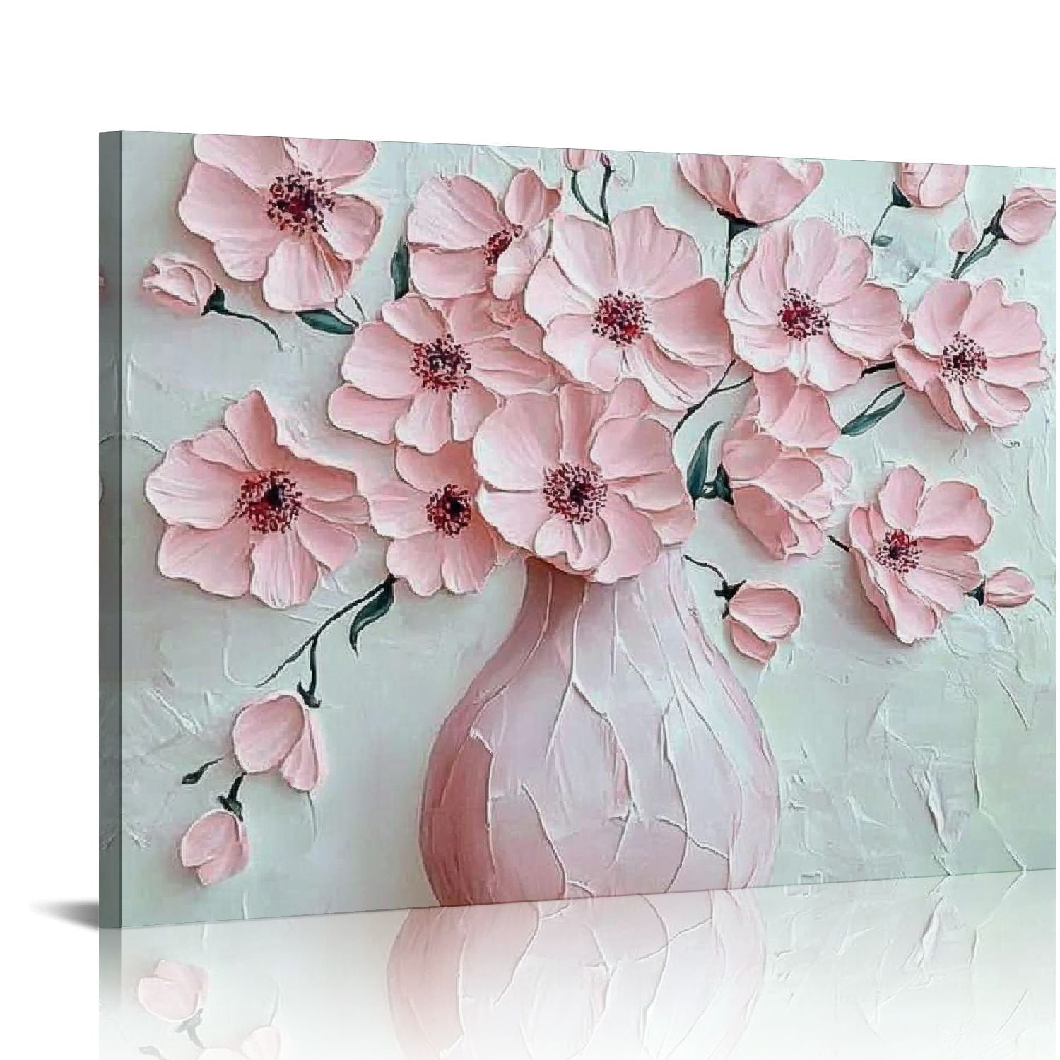 BCIIG Pink Floral Wall Art for Bathroom Garden Plant Pink Cherry ...