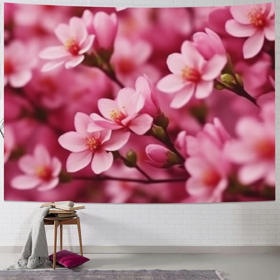BCIIG Pink Flower Tapestry Wall Hanging Unique Style Home Decor 40x30inch