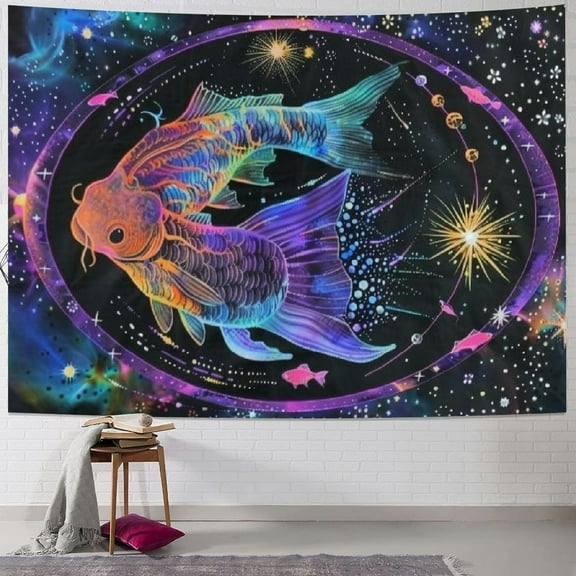 BCIIG Pisces Throw Blanket Flannel Constellations Blanket Warm &amp; Soft Horoscope Astrology Throw Blankets Constellation Theme Home Décor Tapestry