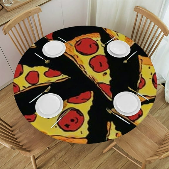 BCIIG Pizza Slices Round Tablecloth Stain-Resistant Washable Home 31"-35