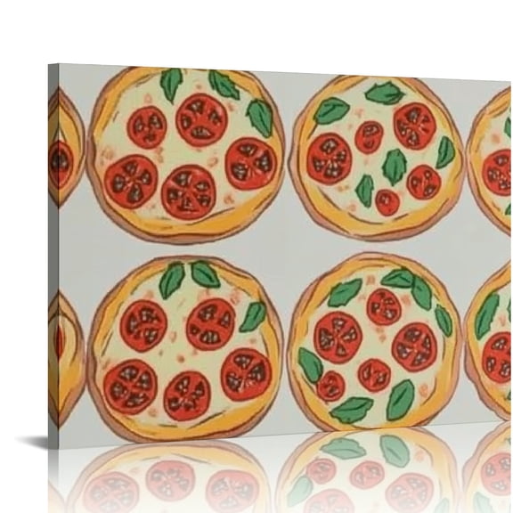 BCIIG Pizzas Tomatoes Toppings Canvas Art Print for Living Room Bedroom Home Office Wall Decor 20x16in