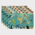 thumbnail image 1 of BCIIG  Place Mats Set of 4. Safari Animal World Map Tree Mountain Ocean Fish  Linen Placemats for Dinner Kitchen Table Dining Room 18x12in, 1 of 8