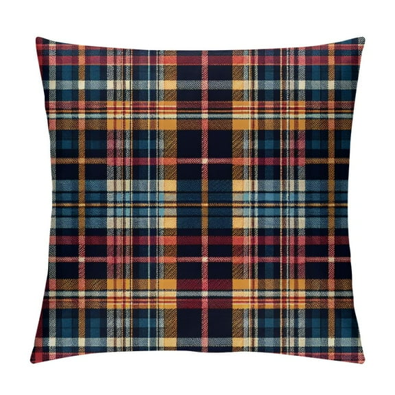BCIIG Plaid Pillow Cover 18x18 Inch, Scottish Tartan Red and White Wool Plaid Pattern Symmetric Square Print Double Sided Decorative Pillow Case Throw Pillows Cover