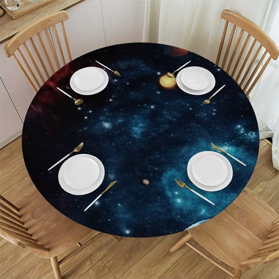 BCIIG Planets Space Shuttle Round Table Cover Stain Resistant Indoor Outdoor Tablecloth Kitchen Dining Wedding Parties 100% Polyester Fiber 42"-46