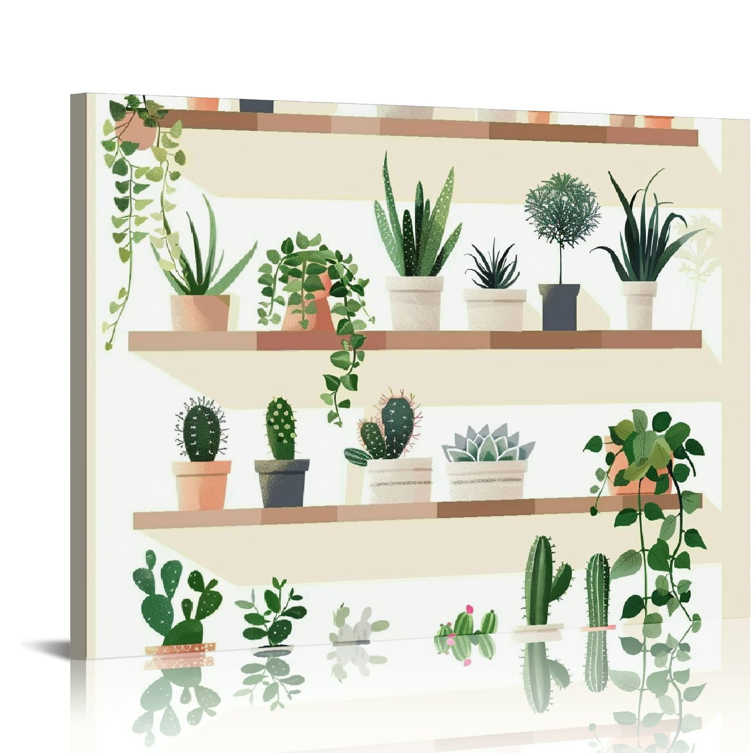 Botanical Plant Prints on Canvas in Black Frame