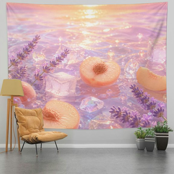 BCIIG Polyester Print Wall Hanging Tapesties , Peach Lavender Sunset Water Pattern Print Tapestry, Polyester Print Wall Hanging Tapesties Bedroom Dorm Living Room, Aesthetic Home