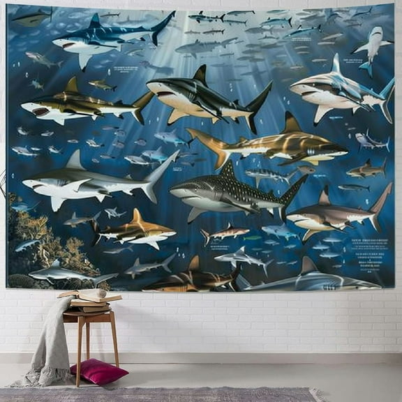 BCIIG Pop Charts | Shark Art Shark Species Illustration Prints | Marine Life and Ocean Decor | Design and Creation of Tapestries