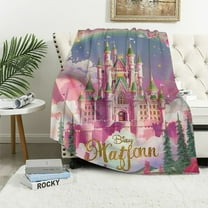 BCIIG Princess Castle Rainbow Warm Lightweight Blanket Soft Fleece Throw Blanket Living Room Sofa Decor All Seasons 40x50in