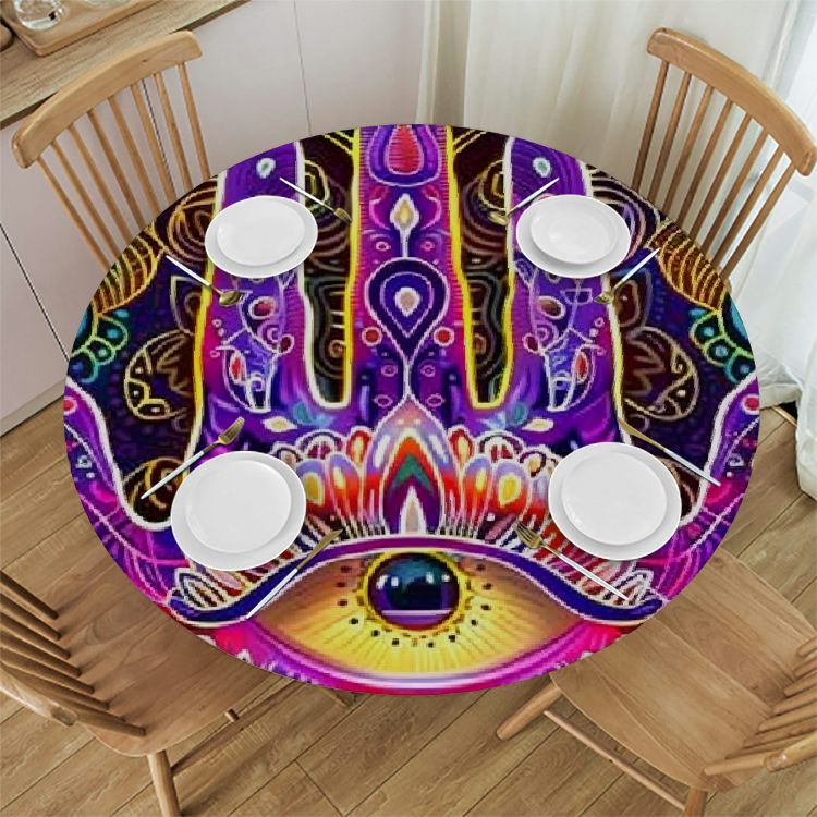 BCIIG Psychedelic Art Round Table Cover Stain Resistant Washable Indoor
