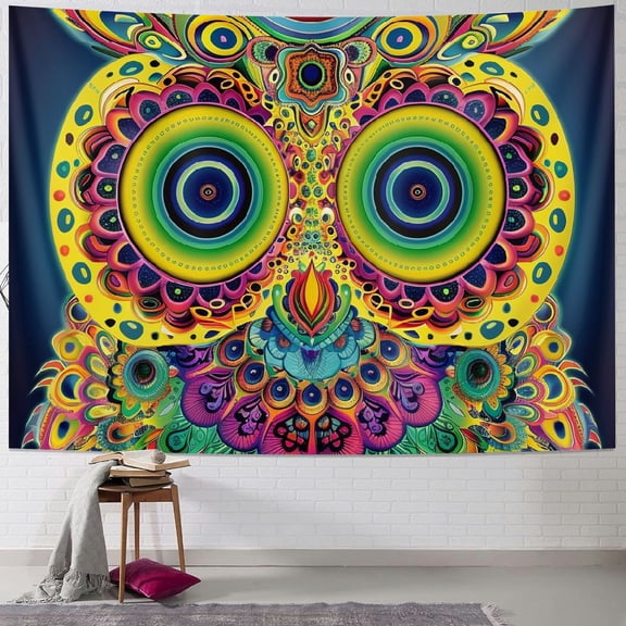 BCIIG Psychedelic Owl Design Tapestry Wall Hanging Unique Style for Home Decor - Graphic Tapestries for Living Room Bedroom Apartment Farmhouse Dorm 40x30inch