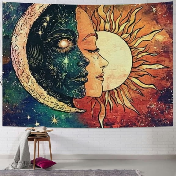 BCIIG Psychedelic Tapestry Wall Hanging, Boho Mandala Tapestry, Celestial Starry Sky Wall Tapestry, Wall Art Decoration for Bedroom Living Room Dorm, Window Curtain Picnic Mat 60x50inch
