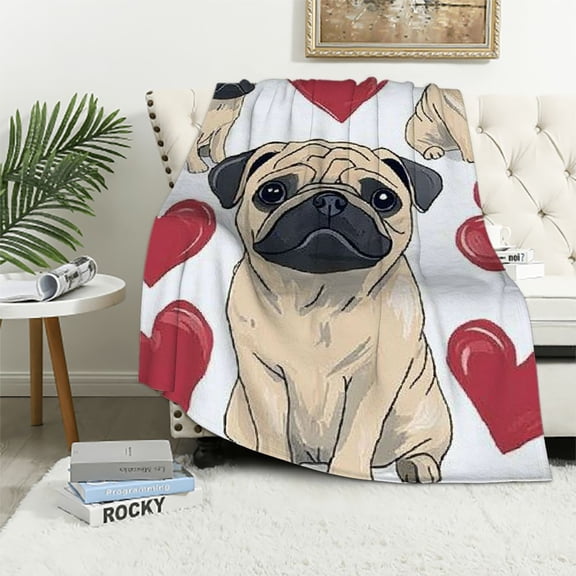 BCIIG Pug Blanket for Kids Adults Pug  Blanket for Boys Soft Girl Fuzzy Pug Throw Blanket Cute Dog Blanket Animal Pattern Sherpa Plush Blanket Pug Gifts for Women Pug Lover Gifts  40x50in