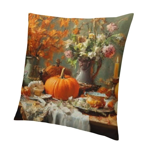BCIIG Pumpkins Flowers Table Pillow Case for Home Furnishing 18x18in