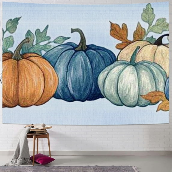 BCIIG Pumpkins Leaves Autumn Tapestry Wall Hanging Unique Style Art for Home Decor - Living Room Bedroom Farmhouse Dorm 40x60inch