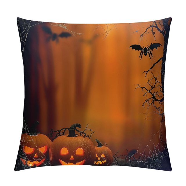 BCIIG Pumpkins Spider  Spooky Background Decorative Cushion Throw