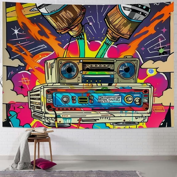 BCIIG Punk Art Graffiti Funk Tapestry Wall Hanging Unique Style Graphic Tapestries Home Wall Decor for Living Room Bedroom Apartment Farmhouse Dorm 40x60inch