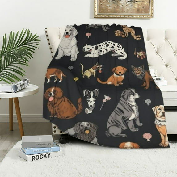 BCIIG Puppy Dogs Cute Animals Throw Blanket Ultra Soft Warm All Season Cartoon Pets Decorative Fleece Blankets for Bed Chair Car Sofa Couch Bedroom 40x50in