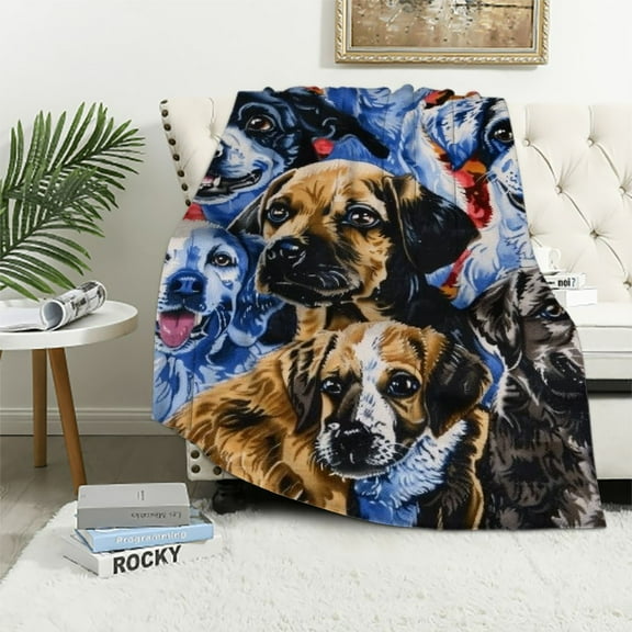 BCIIG Puppy Fleece Blanket for Bed, Cute Fleece Throw Blanket for Girls, Women, Men and Kids - Super Soft Plush Dogs Blanket Throw Dog Lovers Fleece Throw Blanket with Dog Design 40x50in