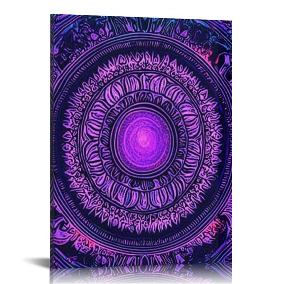 BCIIG Purple Circle Psychedelic Canvas Wall Art for Home Decor 16x20 in