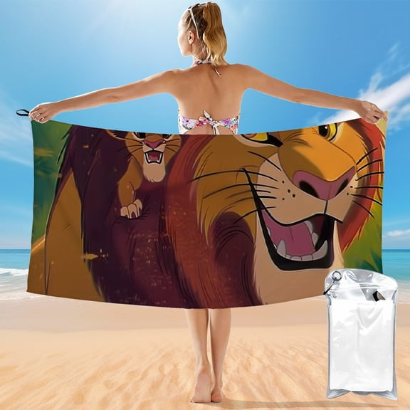 BCIIG Quick Dry Bath Towel with Lion King Lion Cub Simba Theme - Ultra-Fine Fiber Towel for Beach Vacations and Outdoor Recreation 27.5x55in 55x27.5in
