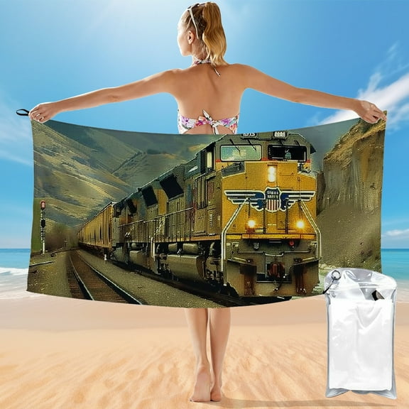 BCIIG Quick Dry Bath Towel Train Tracks Mountainside Theme 27.5x55in Ultra-Fine Fiber Towel for Beach Vacations and Outdoor Recreation 55x27.5in