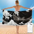 thumbnail image 1 of BCIIG Quick Dry Bath Towel with Wave Moon Ukiyo-e Print, Ultra-Fine Fiber, High Absorbency, 27.5x55in, Tropical Design, Versatile Usage, Easy Travel Packing 55x27.5in, 1 of 7