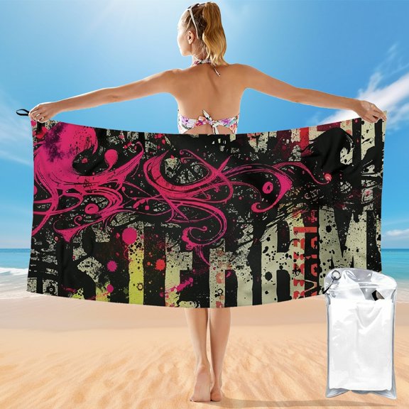BCIIG Quick Dry Bath Towel with Fantasy Typography for Beach Vacations and Outdoor Recreation 27.5x55in 55x27.5in