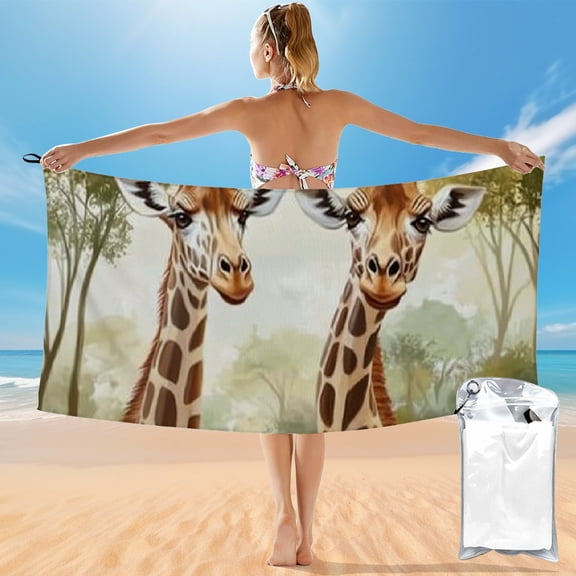 BCIIG Quick Dry Bath Towel with Giraffes, Forest, Trees Print 27.5x55in Ultra-Fine Fiber Towel for Beach Vacations, Outdoor Recreation 55x27.5in