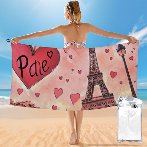BCIIG Quick Dry Bath Towel with Hearts Theme for Beach Vacations and Outdoor Recreation 27.5x55in 55x27.5in
