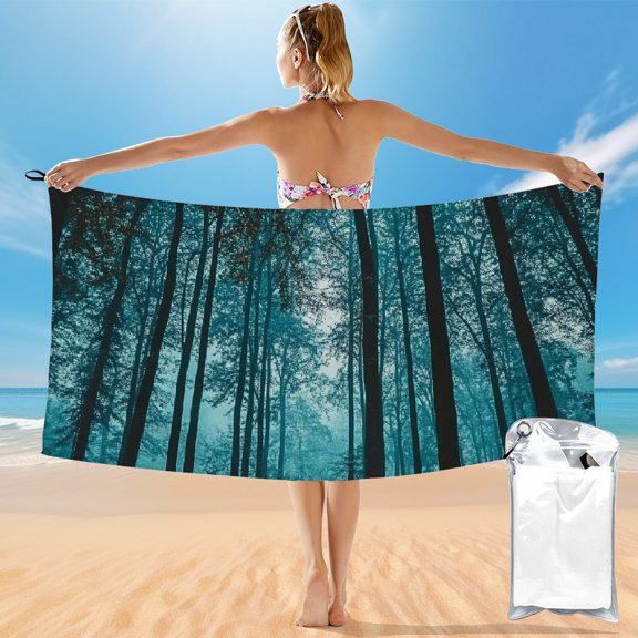 BCIIG Quick Dry Bath Towel with Trees Forest Sky Print, Ultra-Fine Fiber, 27.5x55in, High Absorbency, Versatile Usage, Pack of 1 55x27.5in