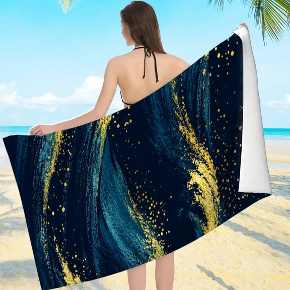 BCIIG Quick Dry - Gold Speckle Wave Art Print, Machine Washable Beach Pool Great Gift