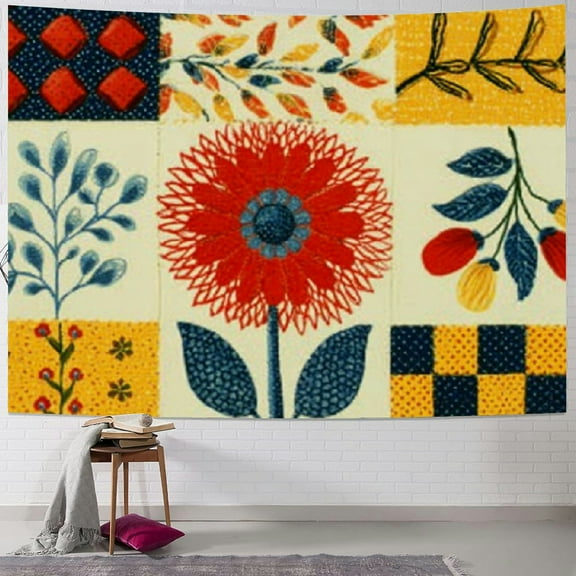 BCIIG Quilt Flower Folkart Tapestry Wall Hanging Unique Style 40x30inch
