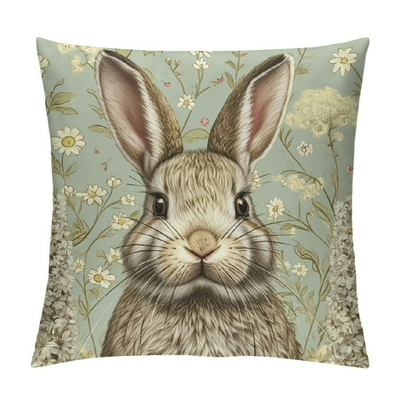 BCIIG Rabbit Daisies Beatrix Potter Graphic Decorative Cushion Throw Pillow Cover for Home Decor - Spring Pillow Case 1PC 20x20in