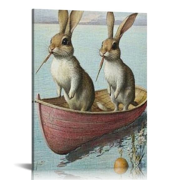 BCIIG Rabbit Dog Canvas Print Wall Art for Living Room Bedroom Office 16x20 in