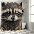 thumbnail image 1 of BCIIG Raccoon Flowers Detailed Painting Bathroom Decoration Set with Hooks Polyester Cloth Shower Curtain Set 36"x72, 1 of 7
