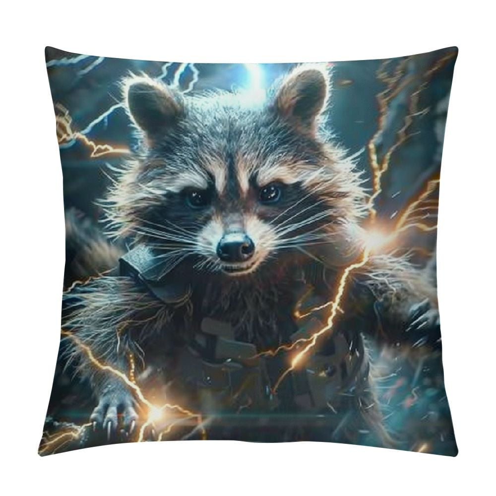 BCIIG Raccoon Lightning Bolt Movie Graphic Decorative Cushion Throw