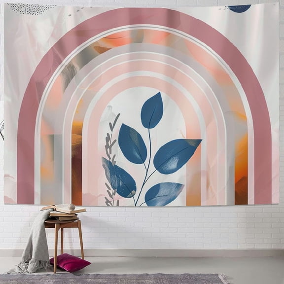 BCIIG Rainbow Circle Plant Tapestry Wall Hanging Unique Style Graphic Tapestries Home Wall Decor Art for Living Room Bedroom Apartment Farmhouse Dorm 50x40inch