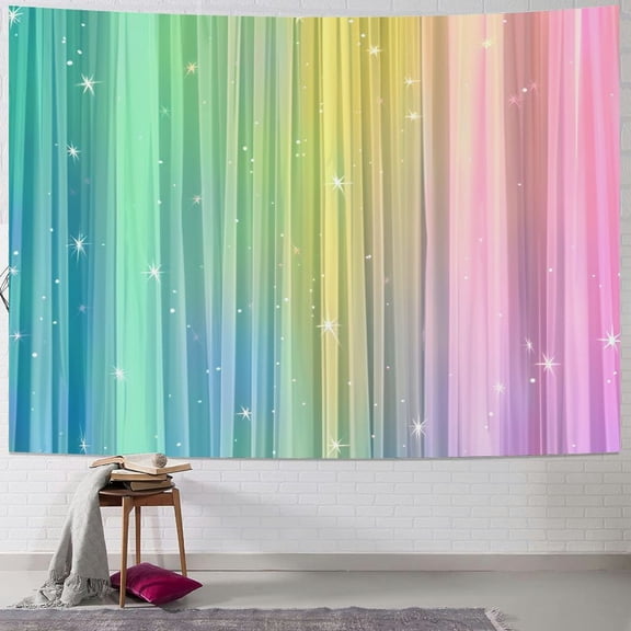 BCIIG Rainbow Colors Stars Tapestry Wall Hanging Unique Style Graphic Tapestries Home Wall Decor Art for Living Room Bedroom Apartment Farmhouse Dorm 40x30inch