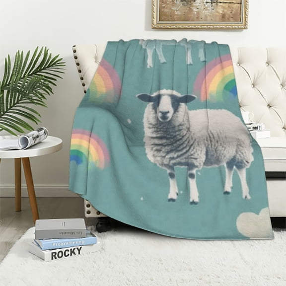 BCIIG Rainbow Sheep Warm Lightweight Blanket Soft Fleece Blankets Throw Blanket Living Rooms Sofa Decor Cow Gifts All Seasons 40x50in