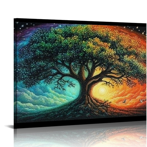 BCIIG Rainbow Sky Art Modern Canvas Prints Living Room Bedroom Office Wall Decor 20x16in