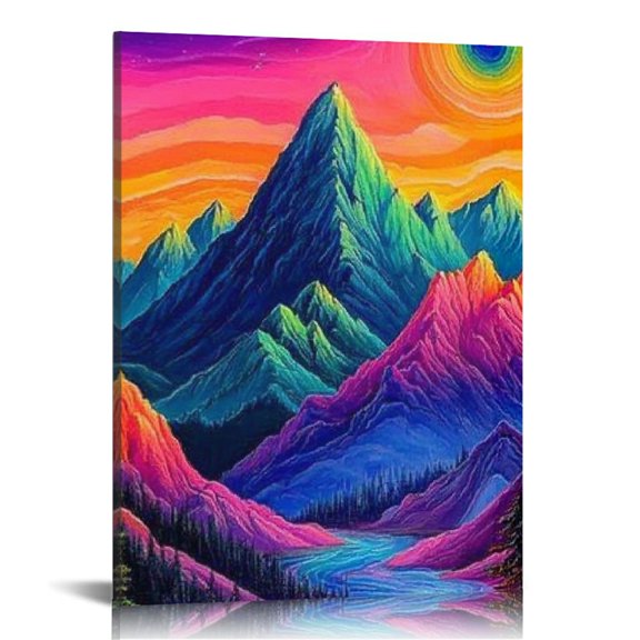 BCIIG Rainbow Sky Canvas Prints Wall Art for Living Room Bedroom 12x16 in