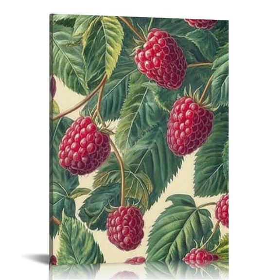 BCIIG Raspberries Wall Art Canvas Home Office Bedroom Decor 12x16 in