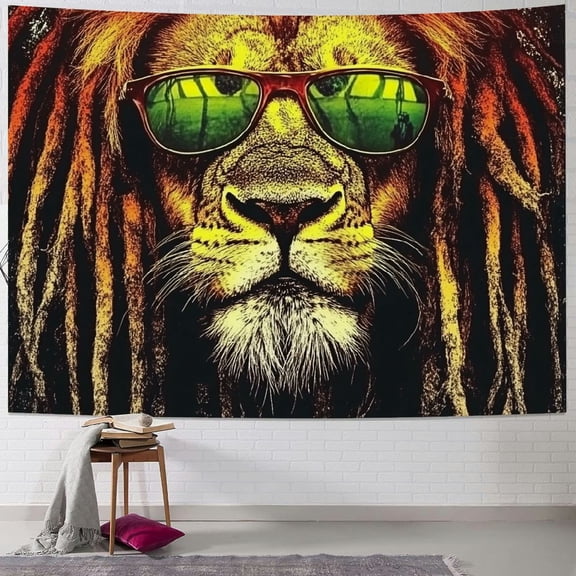 BCIIG Rasta Rastafarian Tapestry Lion Head Bob Tapestry Wall Hanging Backdrop for Living Room Bedroom Dorm Psychedelic Decor Tapestry 40x60inch