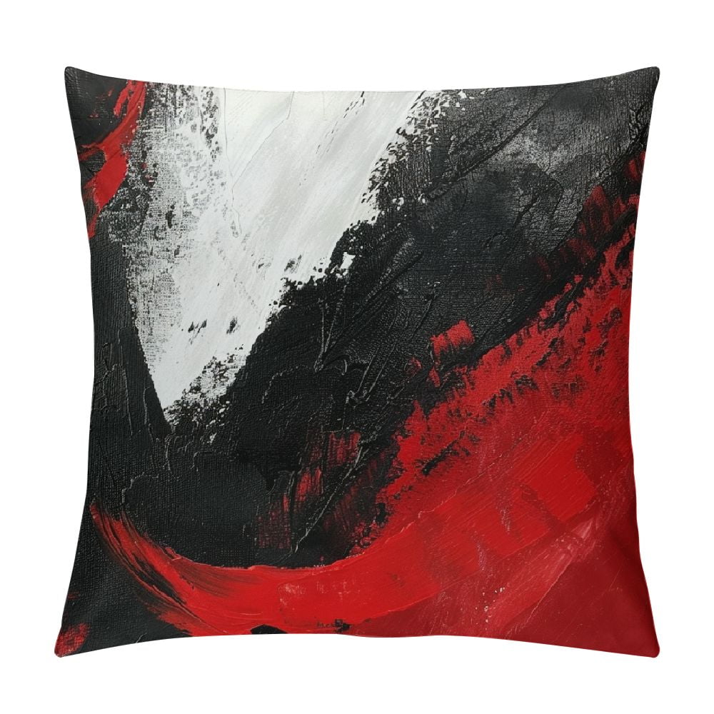BCIIG Red Black Abstract Art Graphic Decorative Cushion Throw Pillow