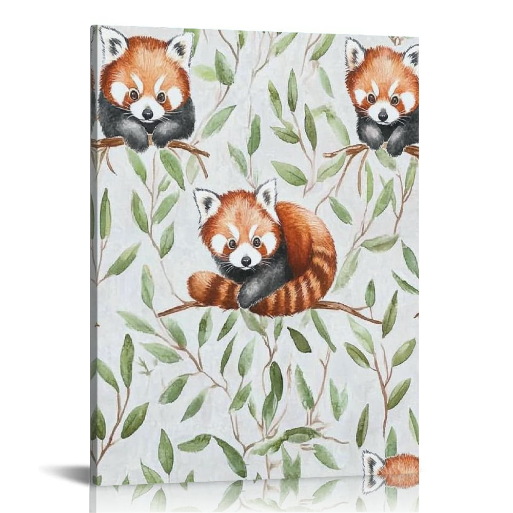 BCIIG Red Panda Bamboo Canvas Wall Art Home Office Decor 12x16 in ...