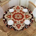 BCIIG Red and White Design Round Table Cover Stain Resistant Washable