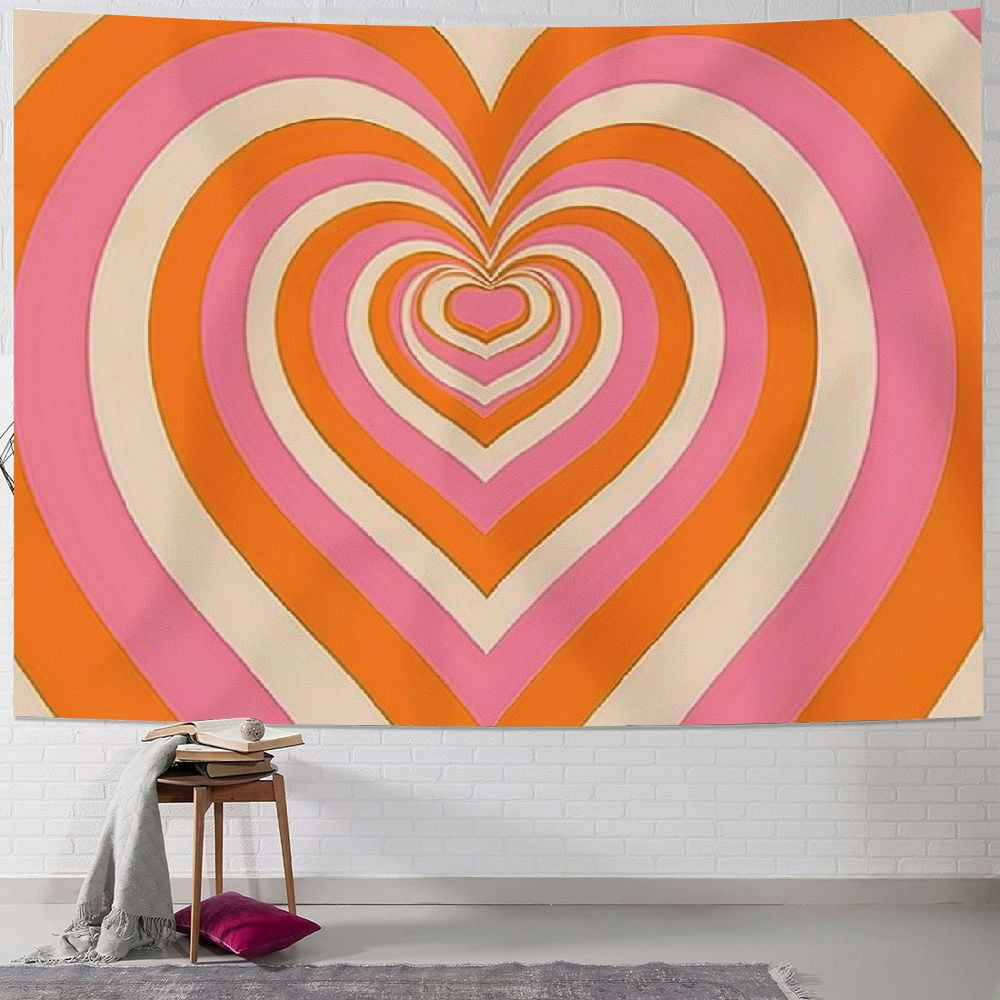 Y2k Tapestry Pecfamly Light Purple Heart Girly Tapestry Room Decor